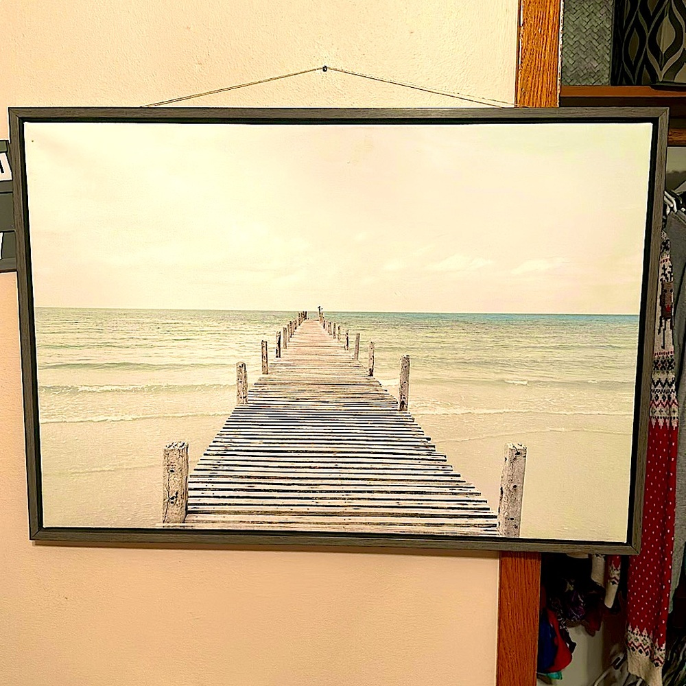 Kate and Laurel Beach Canvas with Wood Frame 33x23